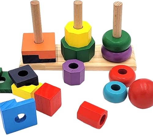 Miniatura 3 de Juguete educativo temprano de torre con forma de madera para niños pequeños y niños