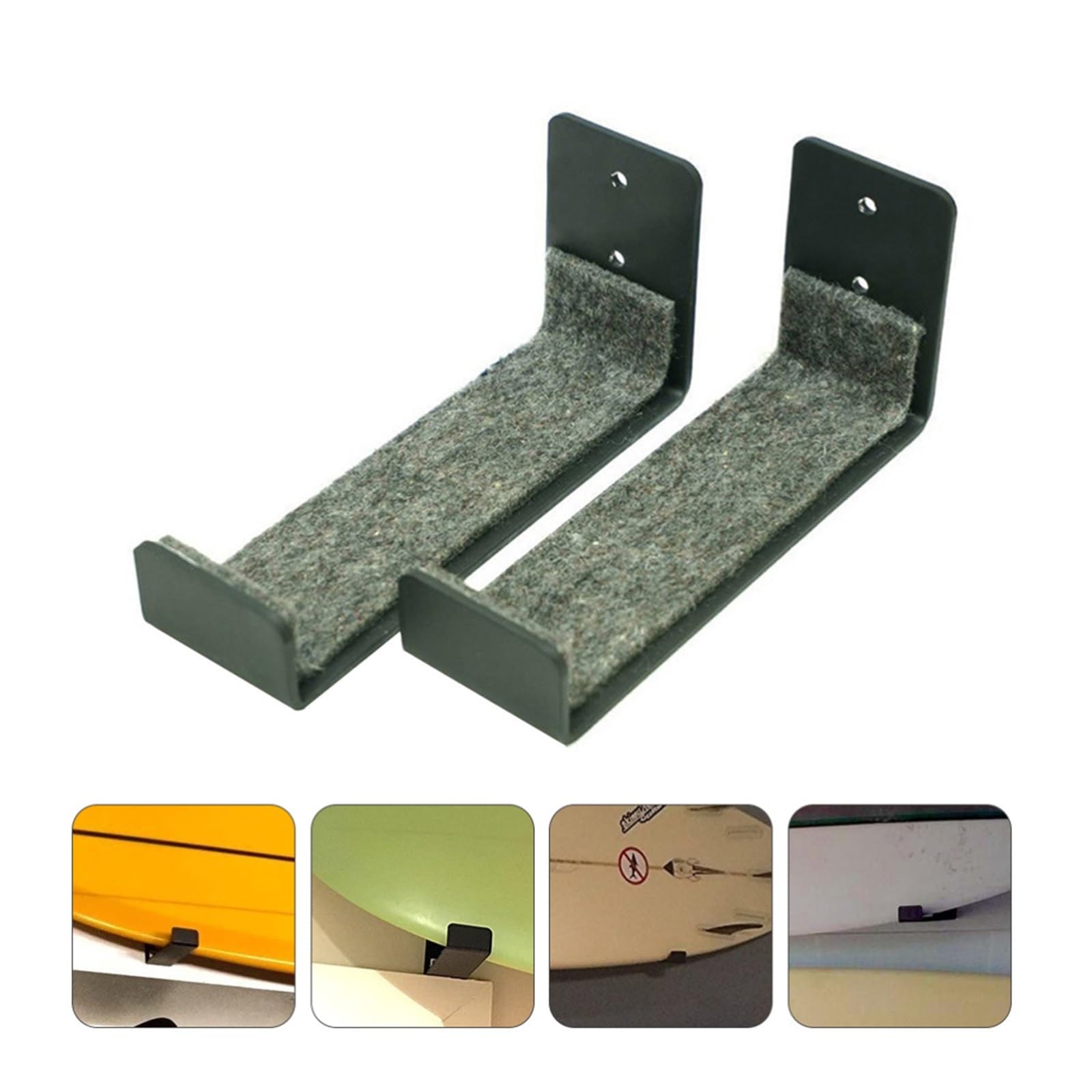 Muzhen Store Soporte de exhibición for colgar en la pared, fijación de tabla de surf negra, gancho de hierro fácil con almohadilla de protección de espuma, estante de almacenamiento for instalación de