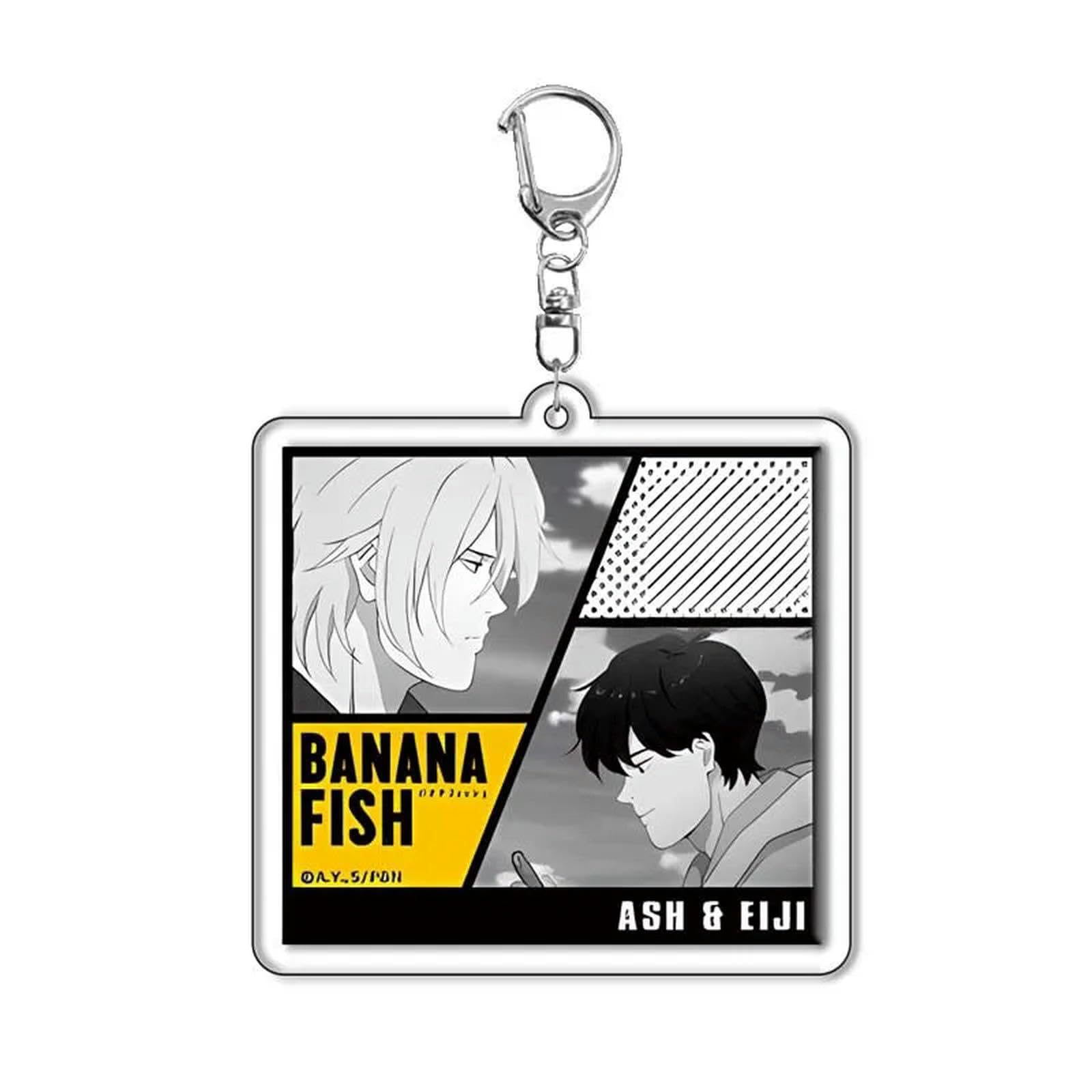 KDENRQGJ 2PCS Banana Fish Ash Lynx Stand Figure Badge Jewelry Keychain Bag Car Pendant Key Ring Souvenir Wholesale Gift