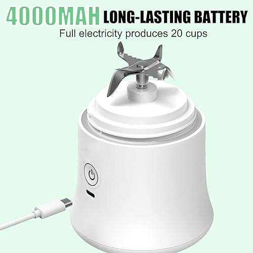 Miniatura 5 de Licuadora portátil de 20 onzas de tamaño personal para batidos y batidos con 6 cuchillas, 150 W, mini licuadora impermeable, recargable por USB,