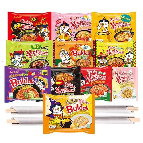 Buldak Ramen Hot and Spicy Noodles Variety Pack - 5 Flavors of Fire Instant Spicy Noodles Gift Snack Pack