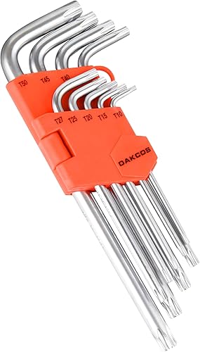 DAKCOS Juego de llaves de estrella de 9 piezas T10-T50 plata