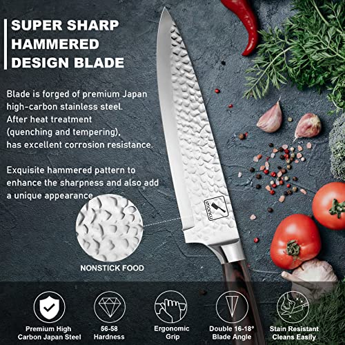 Knife Set, Imarku 16-Pieces Hammered Kitchen Knife Set With Block, Japanese Hc Stainless Steel Knives Set For Kitchen, Premium Pakkawood Handles Knife Block Set, Ultra Sharp #TOP3