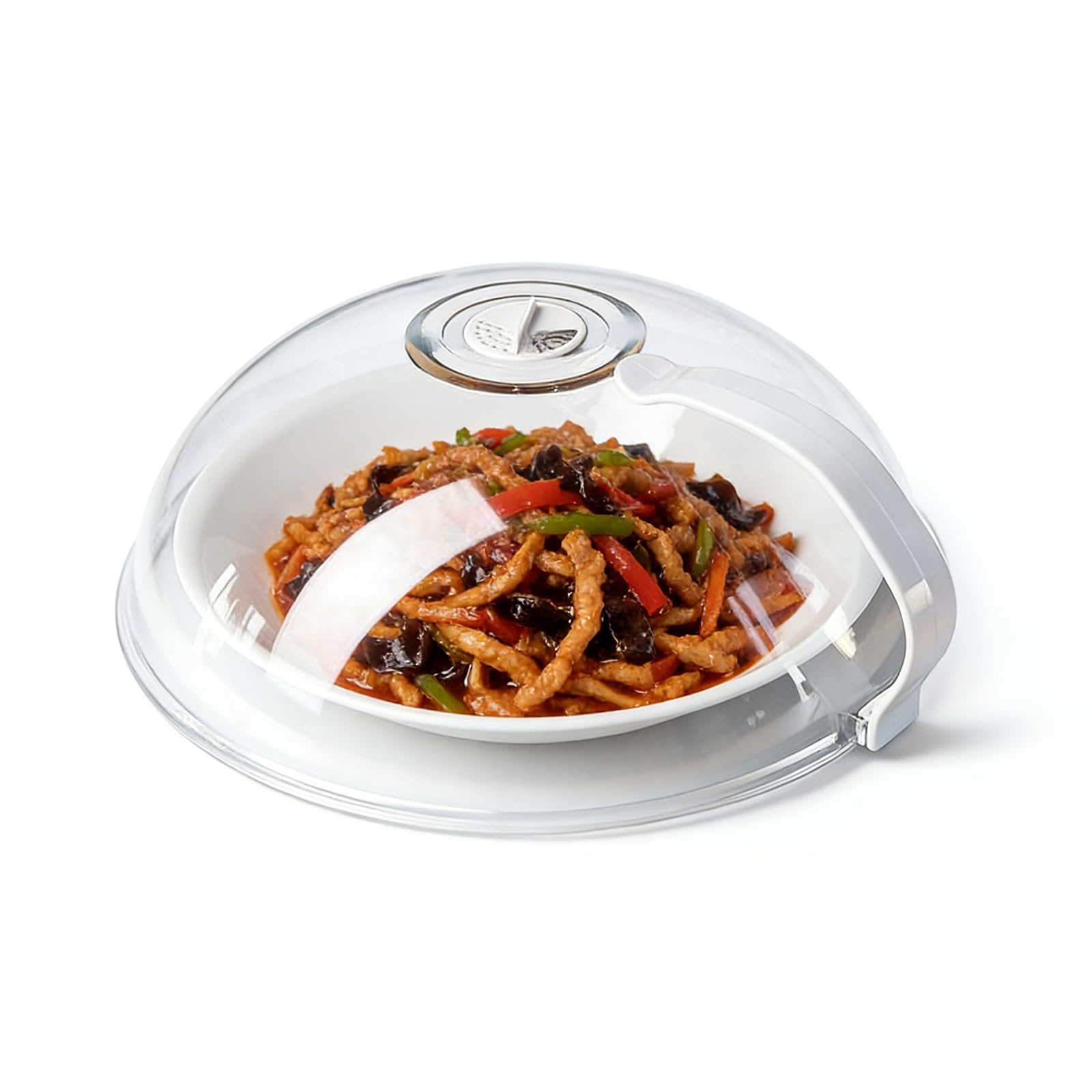 Reusable Microwave Splatter Cover with Handle Heat Resistant up to 200°C Transparent Food Plate Covers with Steam Vents Easy to Clean for Microwave Oven Stove Kitchen Home