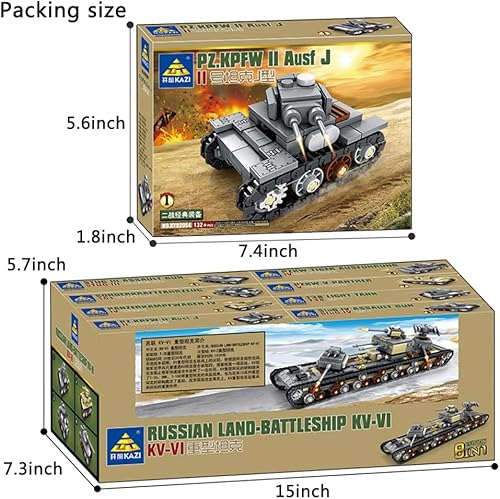 Miniatura 8 de Bloques de construcción 8 en 1 WW2 Vehículo tanque militar resistente Kit de construcción de tanques militares de batalla ensamblaje de ladrillos