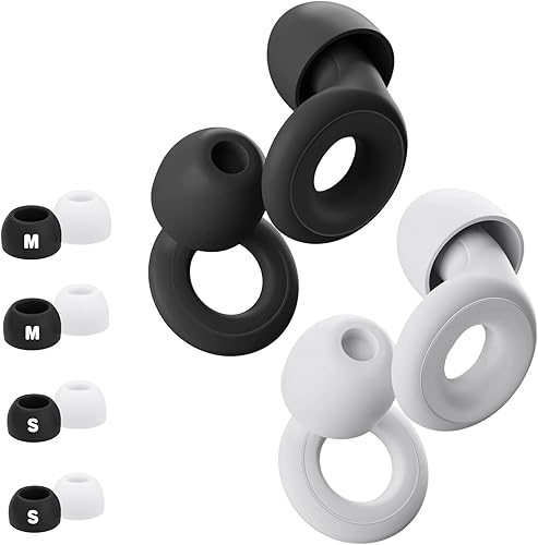 2 pares de tapones de silicona para los oídos, reutilizables, suaves, ergonómicos, impermeables, color negro