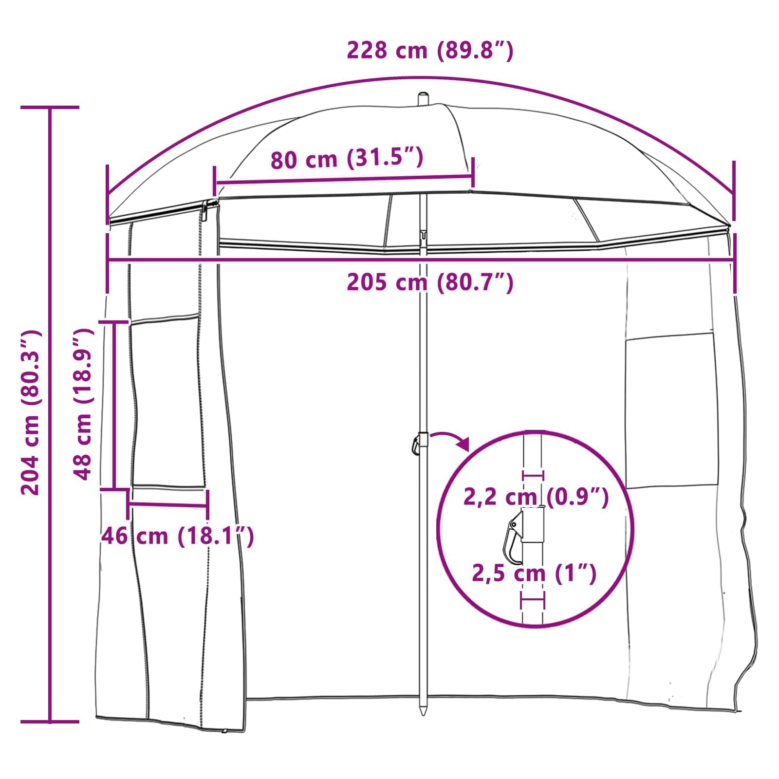 Parasol wędkarski, maskujący, 240 x 210 cm, poliester Oxford, odchylany, ze ścianami bocznymi i oknami PCW, odporny na warunki atmosferyczne, ochrona przed promieniowaniem UV, do ogrodu, na