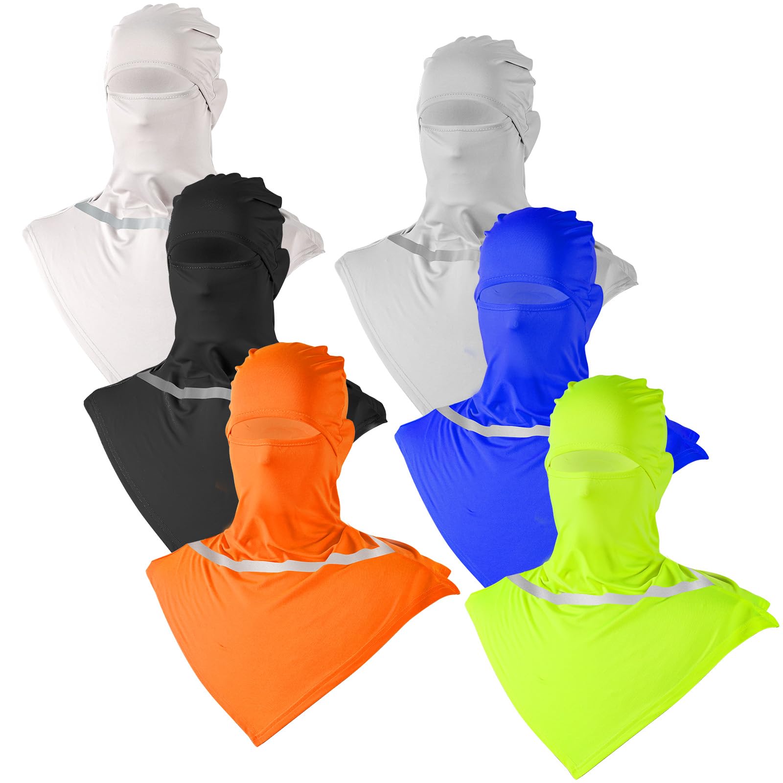 6 Pcs Summer Balaclava Full Face Mask Neck Cover UV Protection with Reflective Strip for Construction Motorcycle Fishing