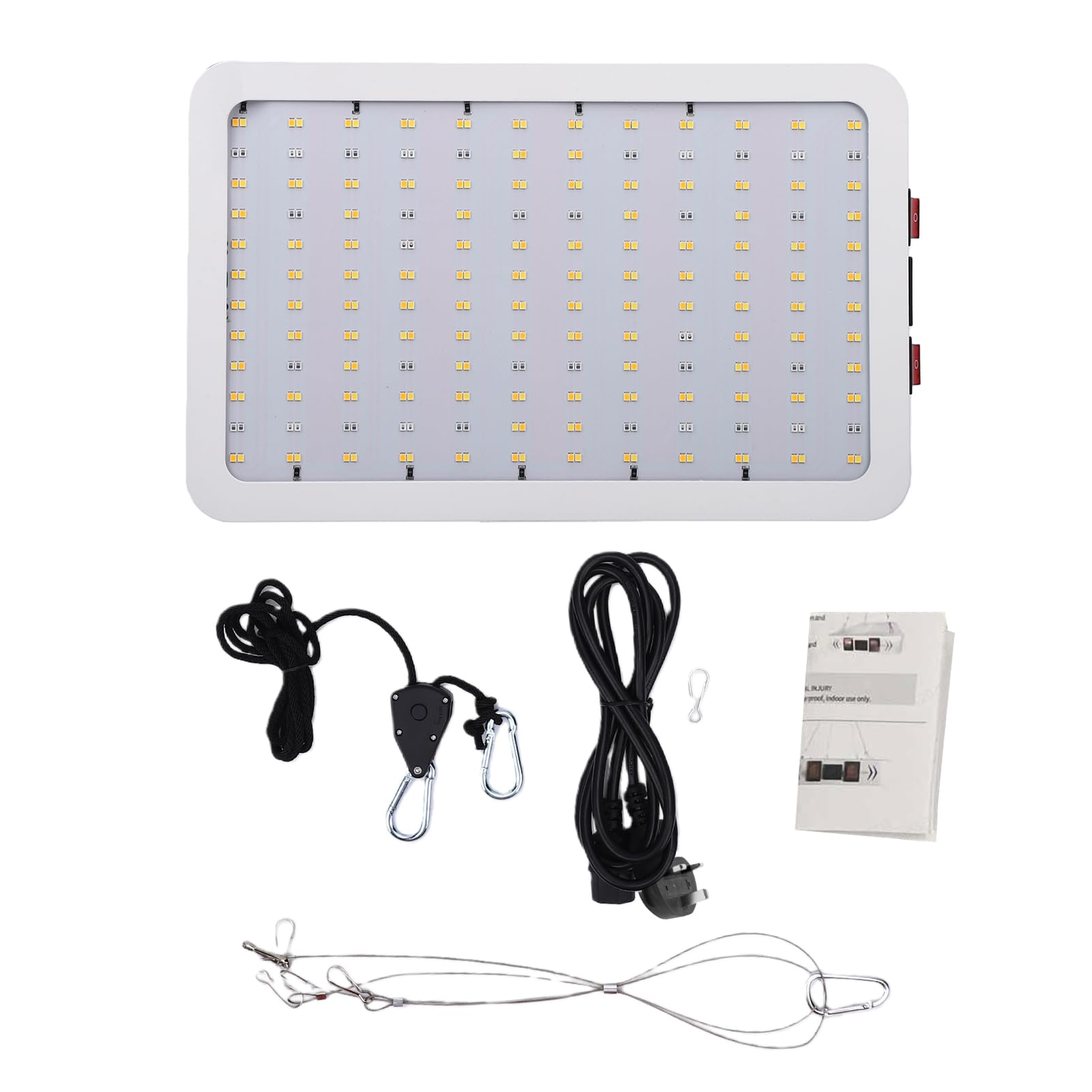 Lámpara LED de Cultivo 30W Espectro Completo, 288 LEDs, 6000LM, Modos Vegetal y Floración, Panel Colgante Silencioso para Hidropónico e Interior, Ahorro Energético (Enchufe