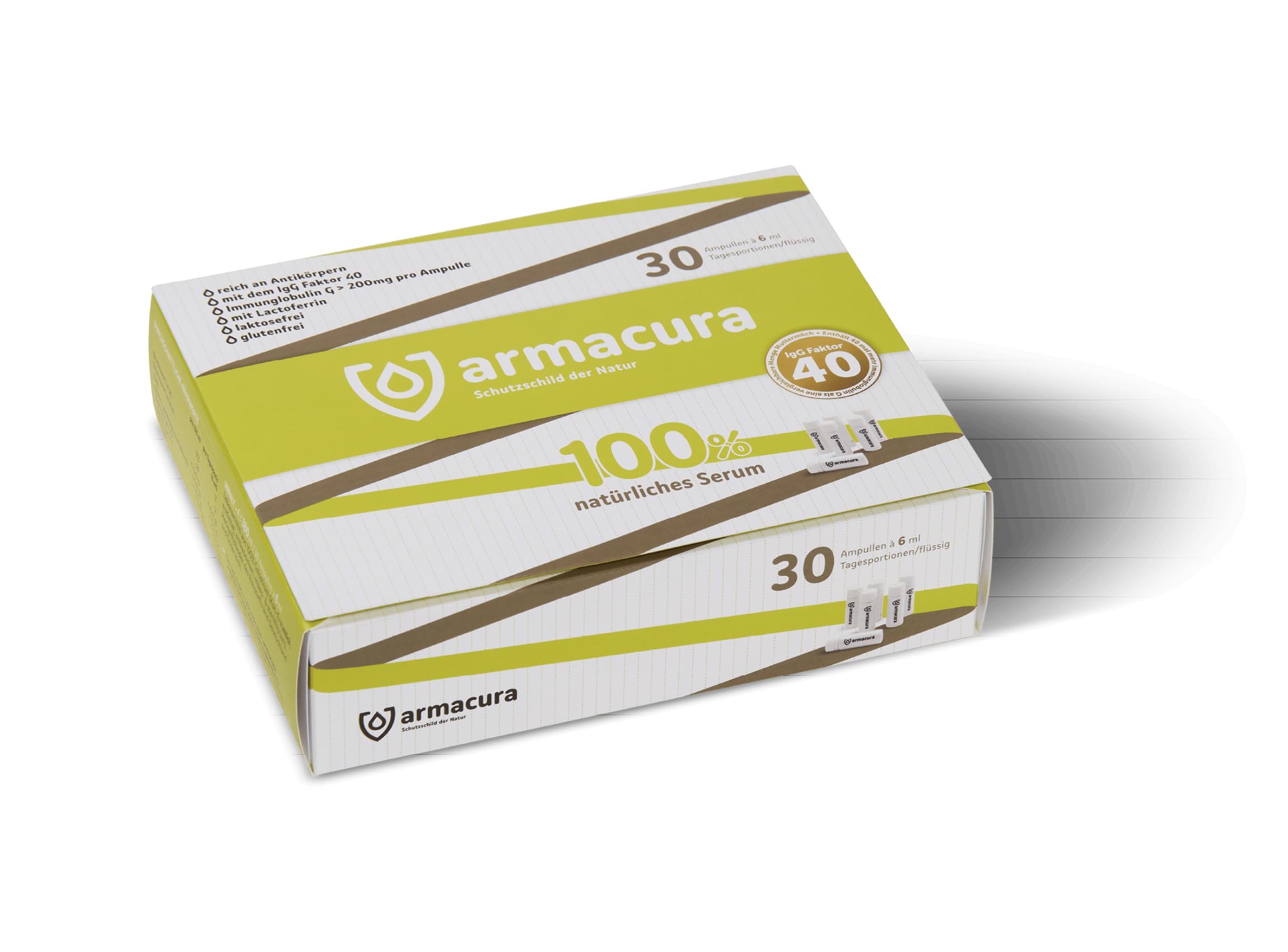 Colostrum Serum flüssig (30 x 6 ml) – Colostrum mit 200 mg IgG pro Ampulle (IgG-Faktor 40) und Lactoferrin – laktosefrei – 30 praktische Tagesportionen