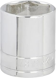 SK Hand Tool Professional Tools 41136 1/2 in. Drive 6-Point Fractional Standard Chrome Socket - 1-1/8 in, Cold Forged Steel Socket with SuperKrome Finish, Made in USA
