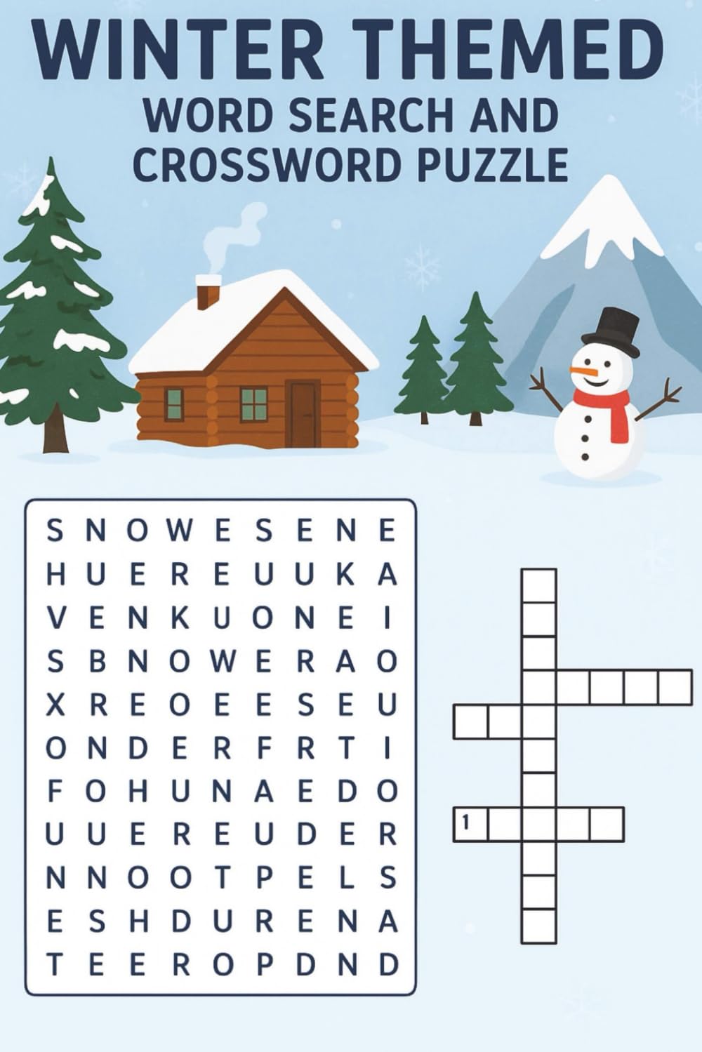 Winter Themed Crossword Puzzle And Word Search Book