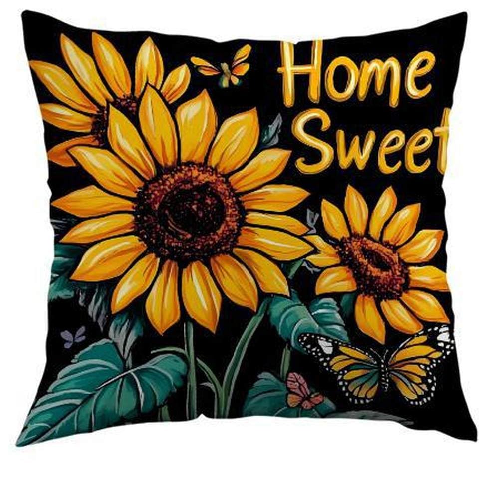 Cushion Covers Sunflower Square Cushions With Covers,Sofa Pillows Decorative Soft Linen Outdoor Cushion Covers,Pillowcase For Couch,Bedroom With Invisible Zipper 50X50Cm(20X20 Inch)
