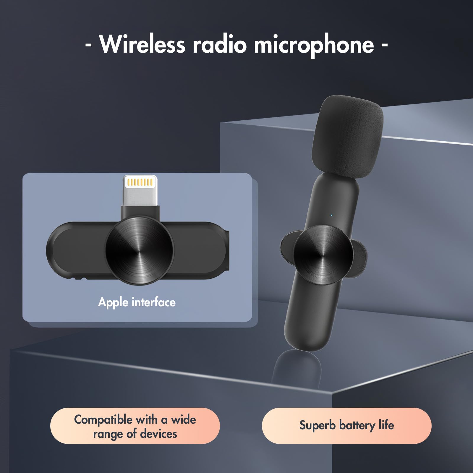 2 Stück Lavalier Mikrofon, Für iPhone, IPad,Telefon Mikrofon, Kabelloses Bluetooth-Mikrofon, Bändchen-Mikrofone, Geeignet für Videoaufzeichnung, PC, Laptop, Live-Übertragung, Podcast(IOS)