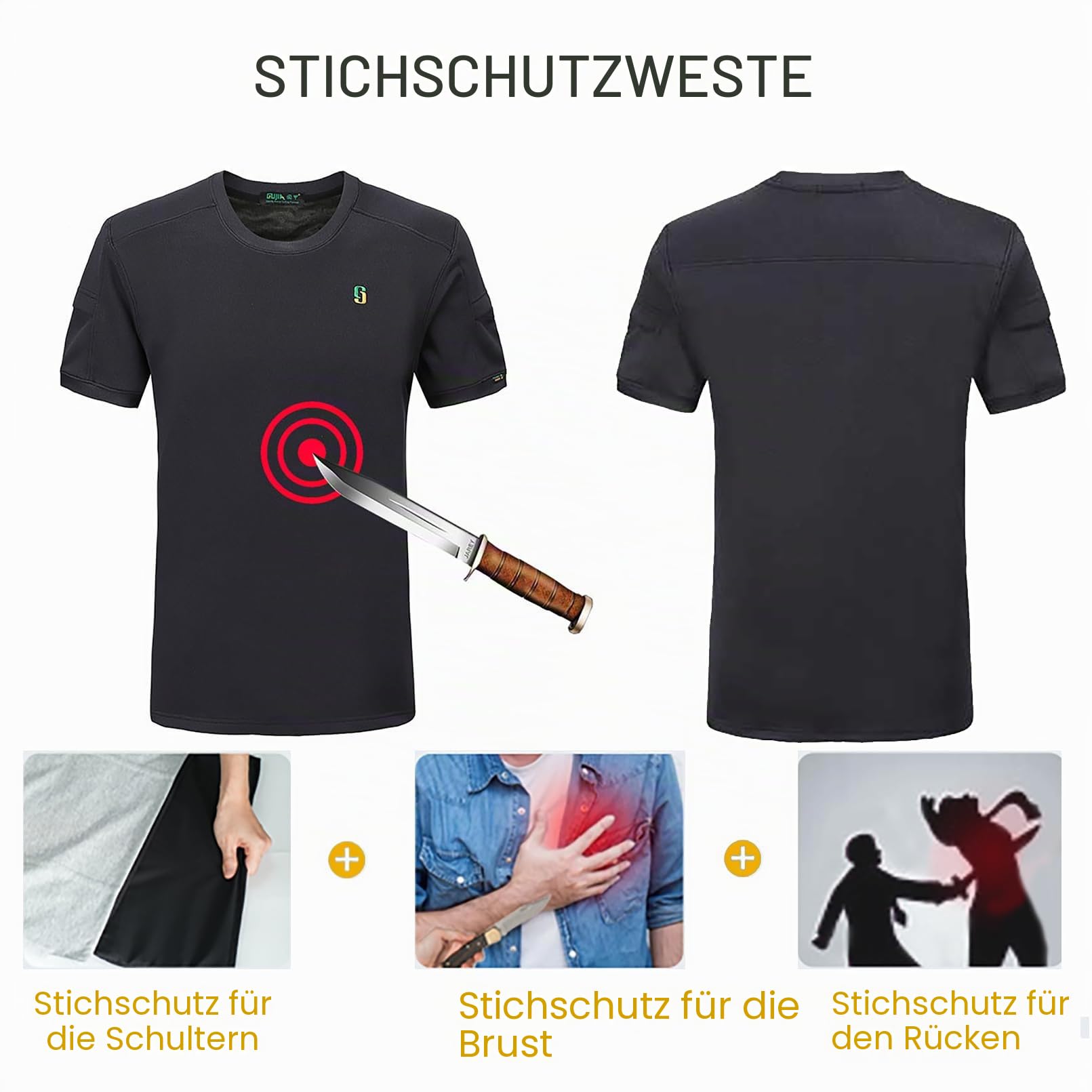stichsichere jacke herren 3XL, stichschutzweste security, stichfestes t shirt, stichfest schnittfest, schnittschutz weste, kugelsichere kleidung für Polizei und Personal, taktische, security