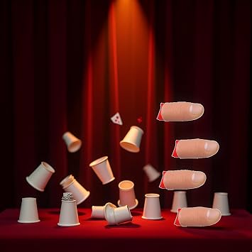 4Pcs Thumb Tip Magic Tricks Fake Thumb Tip Silk Vanish Magic Disappearing Silk Fake Thumb Tip Magic Trick Gimmick Magician Accessory Close up Illusions Making Objects Appear/Disappear, Decoration