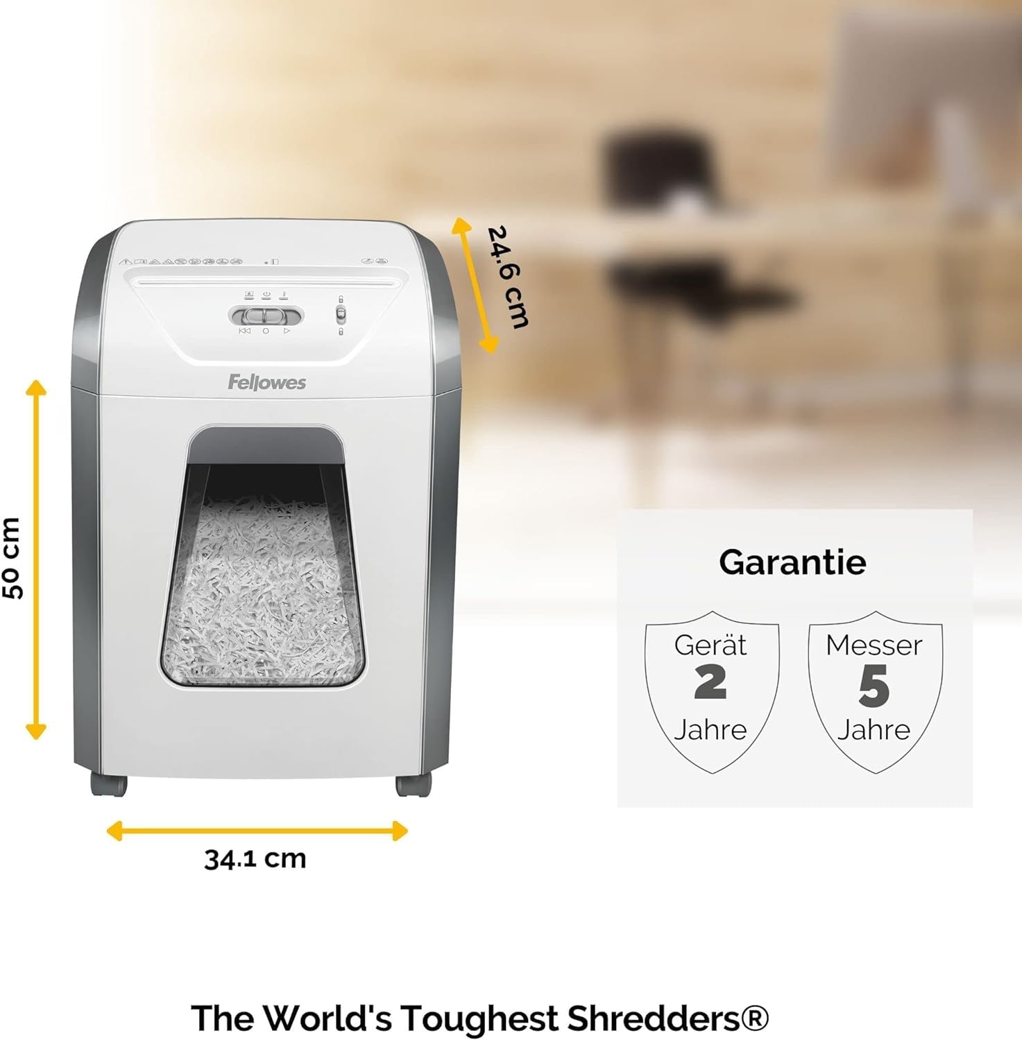 Fellowes Aktenvernichter, Papierschredder für 12 Blatt Partikelschnitt, Aktenvernichter P4, Schredder für Büro und Homeoffice, Powershred FS-12C, mit 19L Papierkorb, verarbeitet Kreditkarten, Weiß