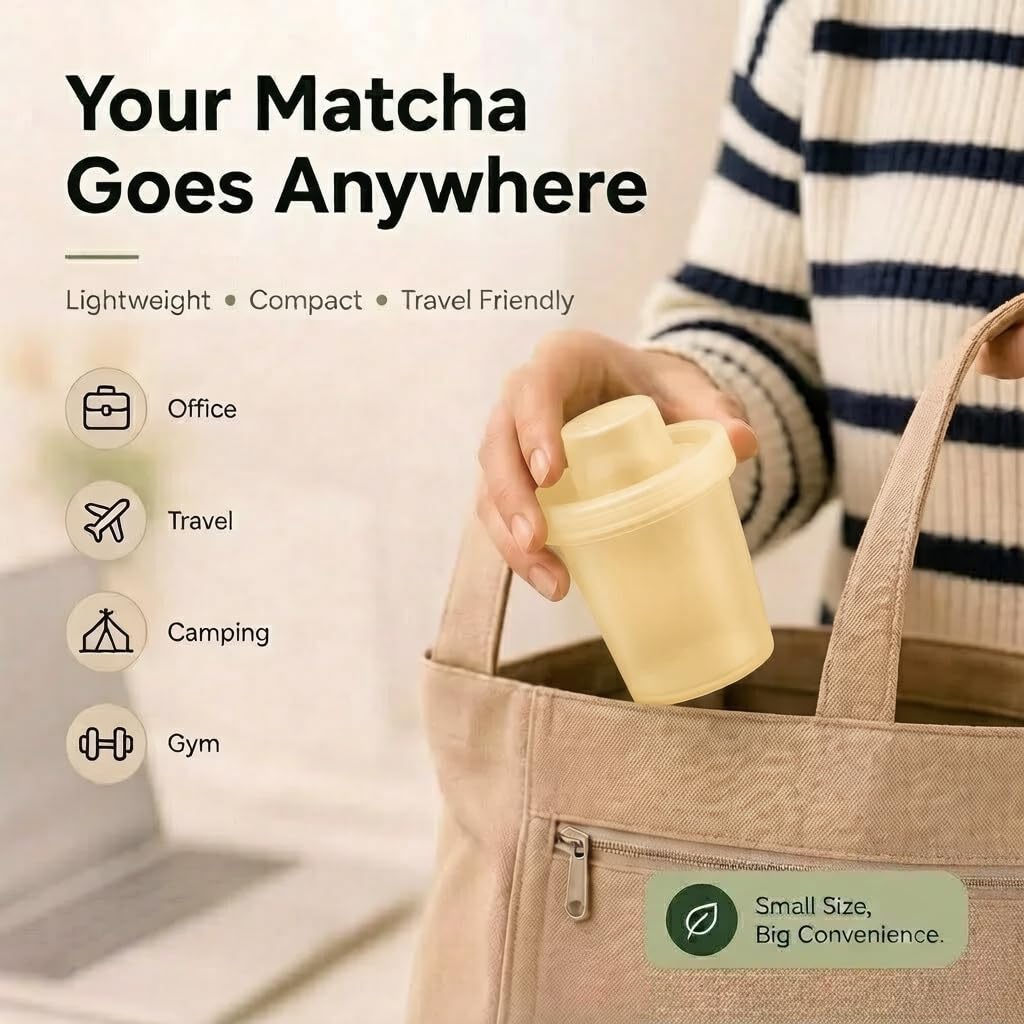 Matcha Shaker Cup, 80ml (2.7 fl oz) Matcha Mixing Cups 2 Pack, White+Yellow image 4