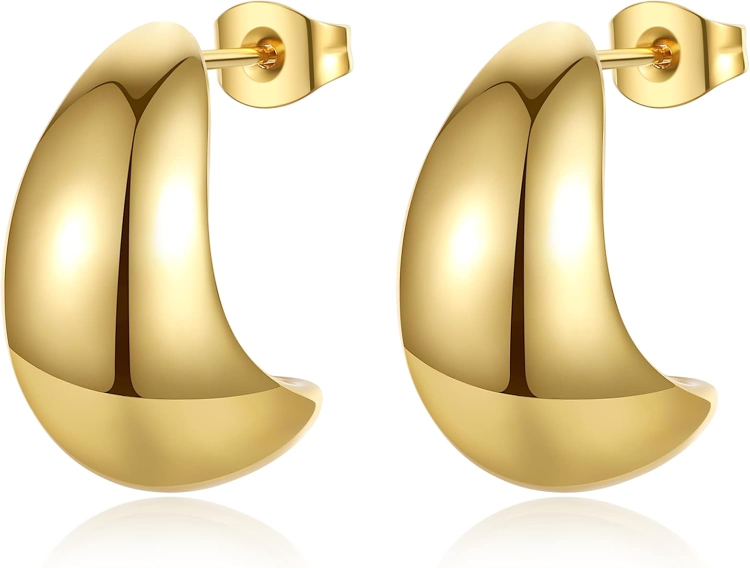 Boucles D'oreilles Anneaux Créoles Larges En Acier Inoxydable Plaqué Or Pour Femme