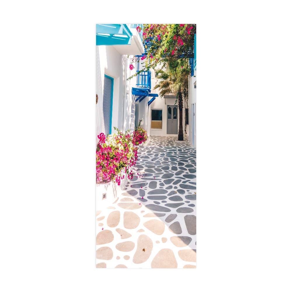 Papier peint porte étanche et amovible autocollant 3D trompe l'oeil style grec