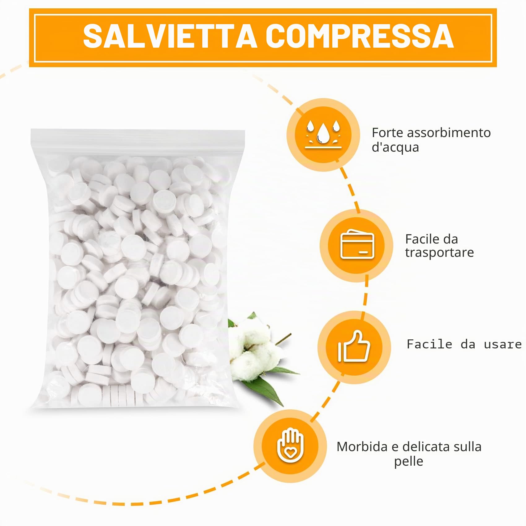 500 Asciugamani compressi USA e Getta in Cotone, Portatili Asciugamano compresso, Sport Struccante Salone di Bellezza Lavati Faccia salviettine detergenti per Viaggi, Escursionismo