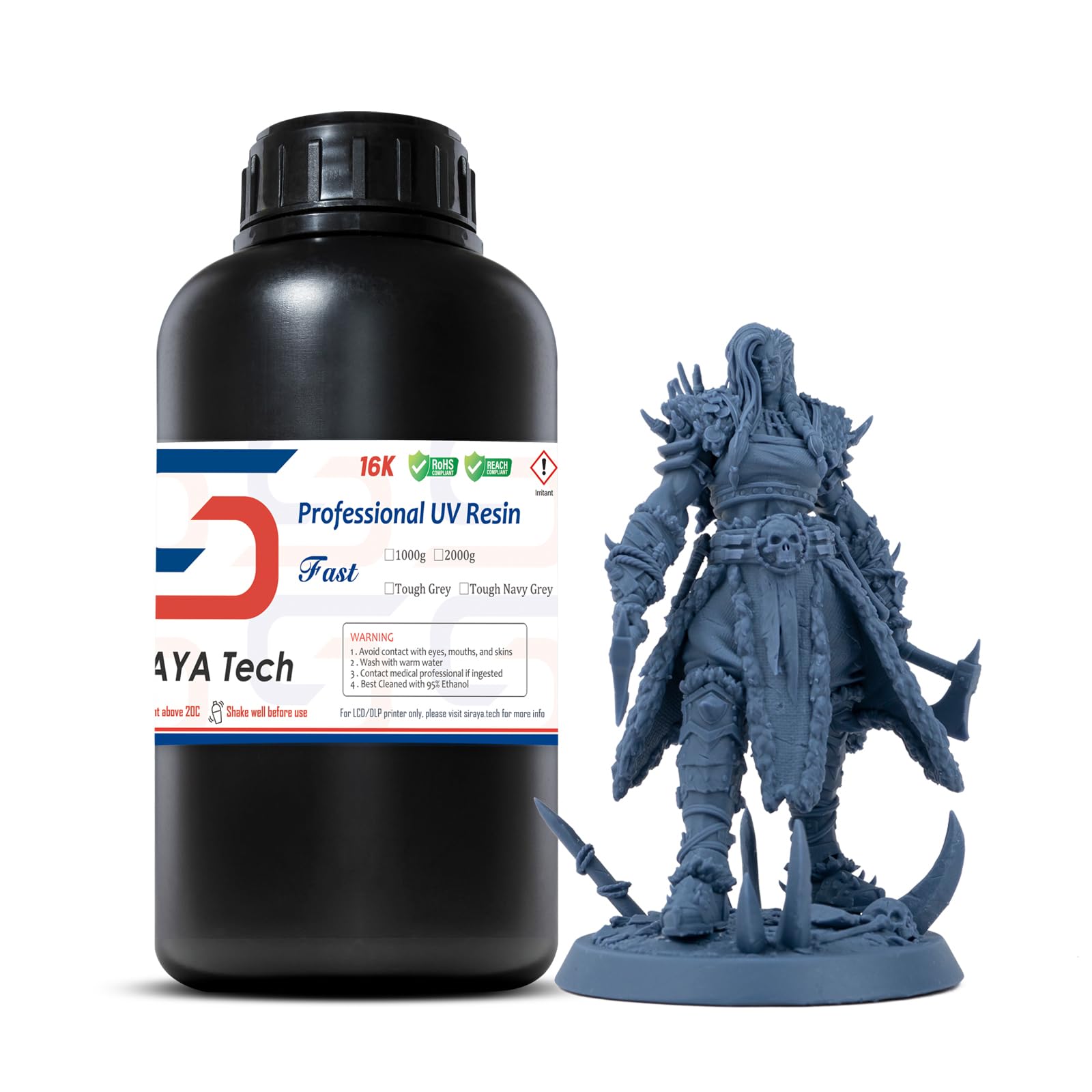 Siraya Tech Fast ABS-Like Tough Navy Grey żywica do drukarek 3D, zwiększona trwałość do drukowania 3D, wysoka precyzja i odporność na uderzenia do drukarek 3D - 1 kg