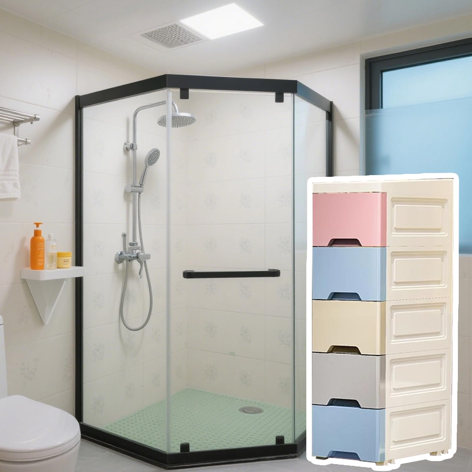 Aufbewahrungsschrank für Badezimmer, schmal mit Rollen, für Küche | vertikaler Organizer-Turm mit 5 Schubladen, für Haus, Büro, Schlafzimmer