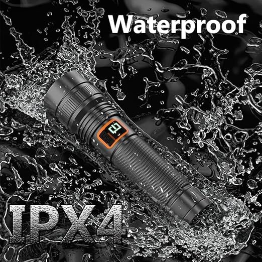 Image of Rechargeable Tactical Flashlight with Type-C | Ultra-Bright 10,000 Lumens LED Torch, Long-Range Beam, Waterproof for Outdoor Trekking & Emergency Use | M035 (Pack of 1)