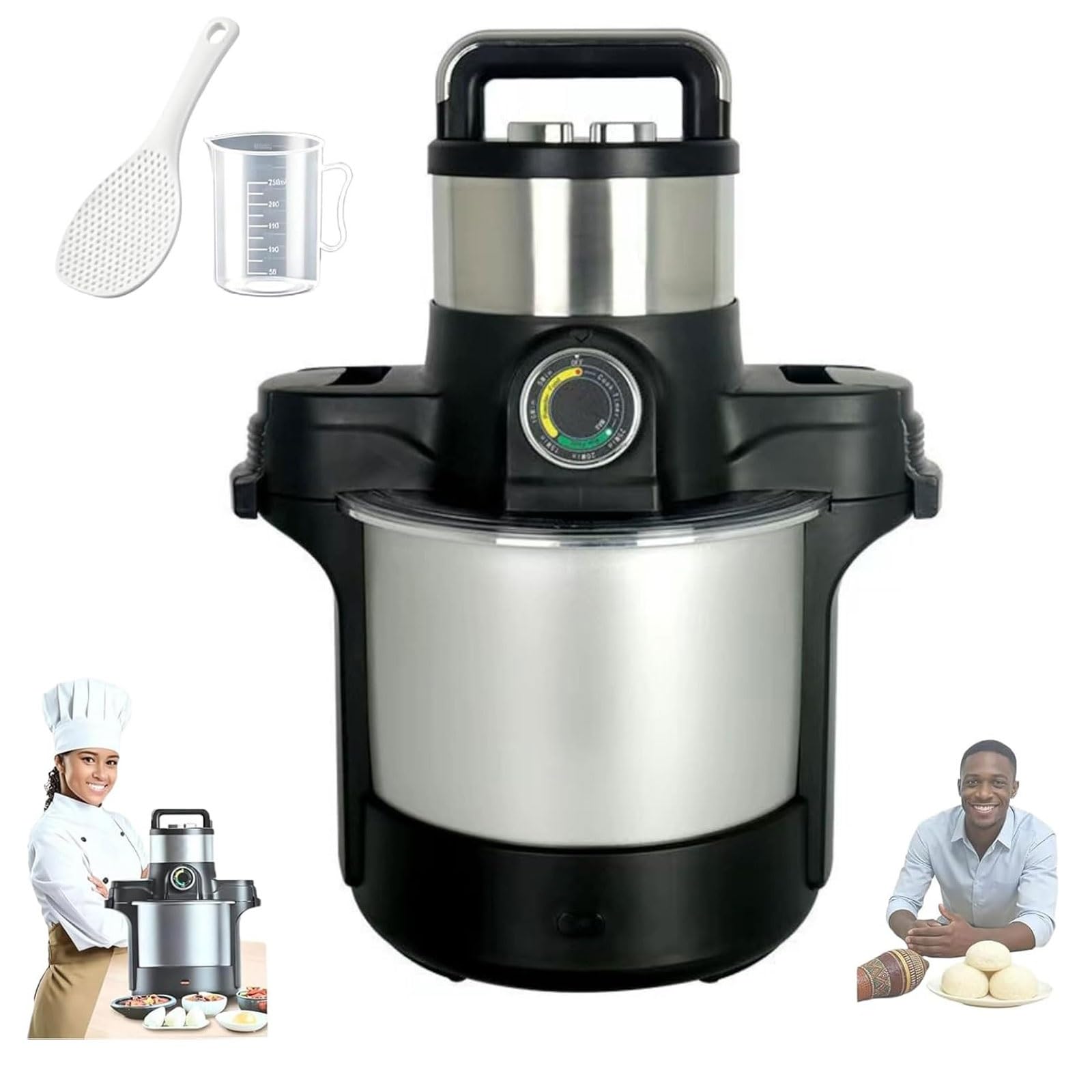 Automatyczna maszyna do wyciskania żywności 6L Yam Pounding Machine1600W Swallow Maker Robot kuchenny Służy od 5 do 6 osóbŁatwy do czyszczenia ze stali nierdzewnej Yam Pounder do Fufu Amala Banku