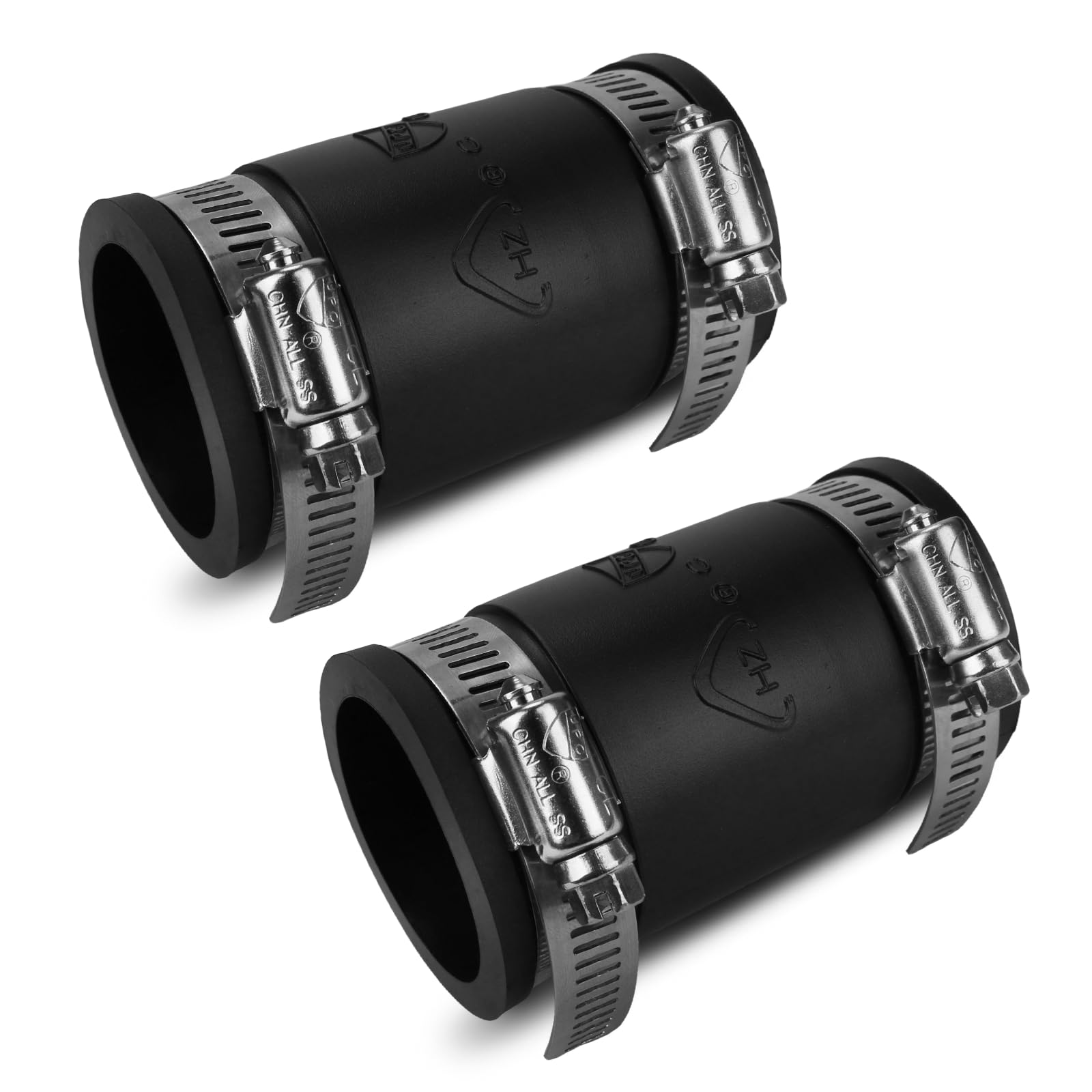 Flexible PVC Pipe Coupling with Rubber Hose Clamps for Flex Coupling 1-1/4 Inch Nominal Pipes Drain Repair,Dust Hose,Plumbing Connection,Cast Iron,