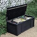 DWVO Outdoor Storage Deck Box, 120 Gallon Capacity, Waterproof Storage Bench, Lockable Lid, Resilient Resin Construction, Black
