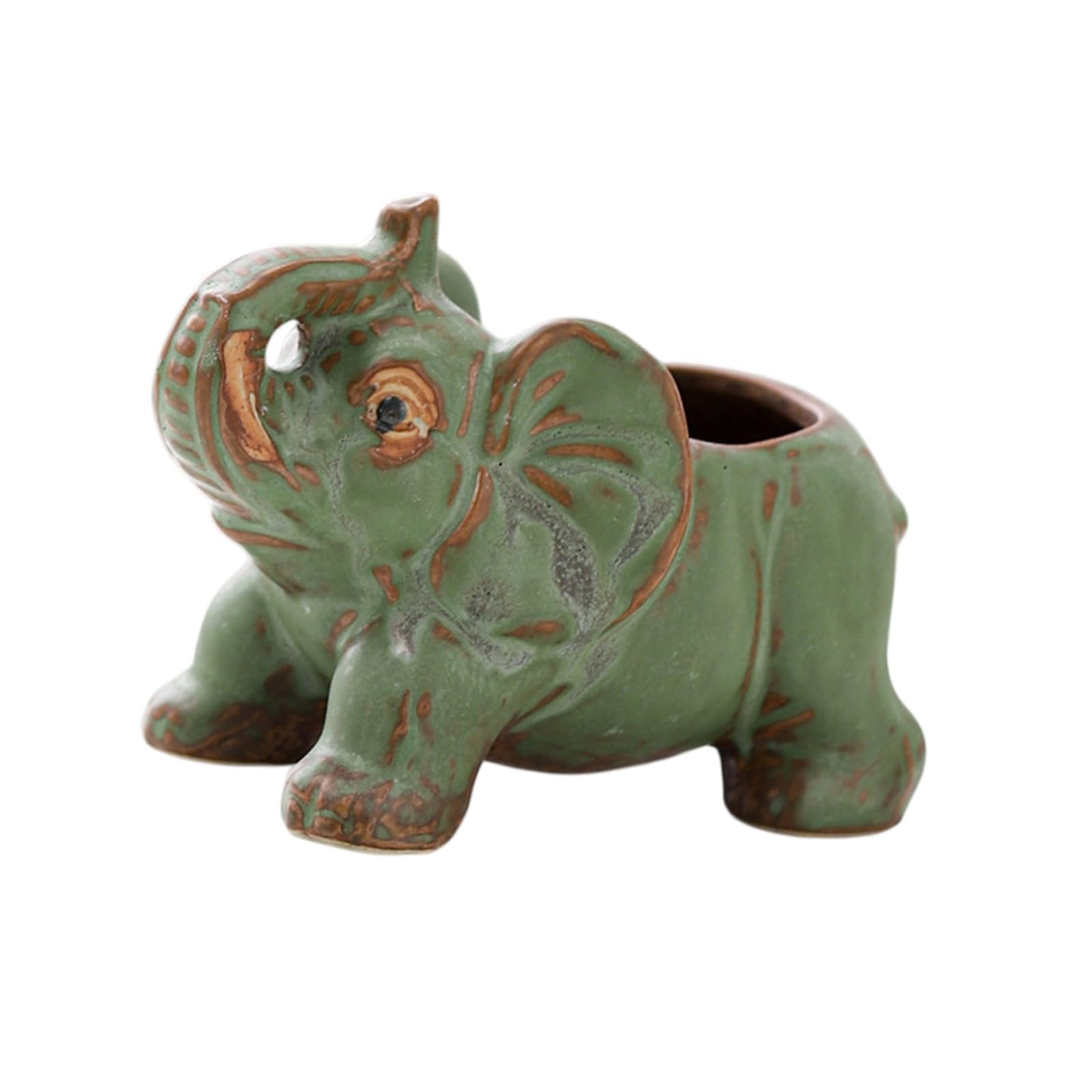 Snorvixre Elephant Shape Ceramic Planter with Drainage Hole Farmhouse Succulents Plant Pots for Home Decoration Decorative Decorative Shape Vase Ceramic Indoor Outdoor for Bookshelf