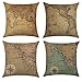 Aipark 4 pcs 45 x 45 cm Fundas de Almohadas Decorativas Fundas de Cojín Mapa del Mundo Camas Chambres Sillas Sofás