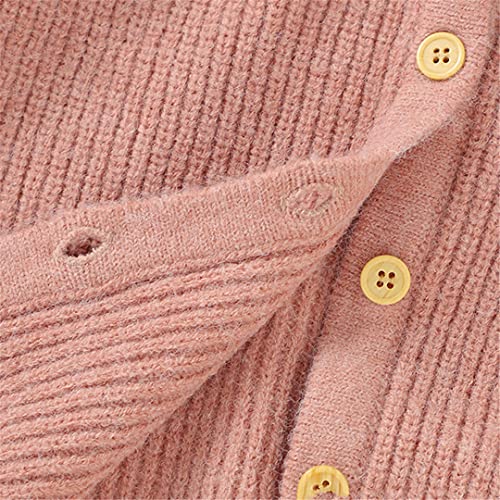 Girls' Sweater Autumn Solid Color Lotus Leaf Collar Children Knitted Cardigan Sweater4