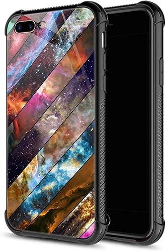 Carcasa para iPhone 8 Plus, 9H de cristal templado para iPhone 7 Plus, para hombres y niños, diseño de patrón fresco a prueba de golpes,