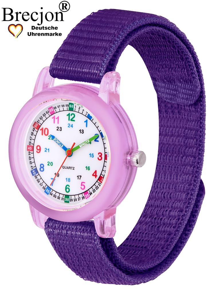 Reloj de pulsera infantil para niña, analógico, cuarzo, cambio de , correa de nailon, variantes, rosa, violeta, turquesa