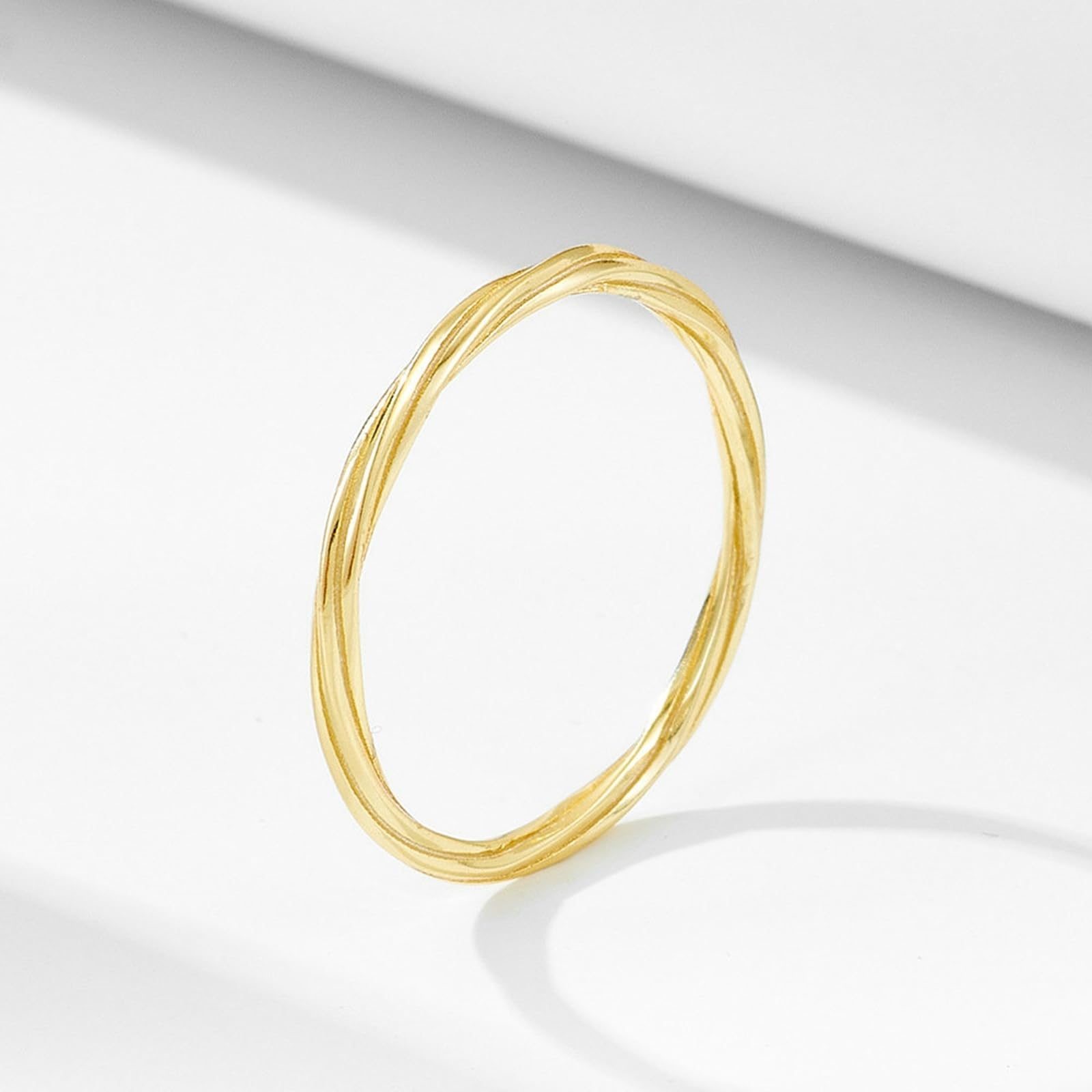 Anillos de promesa de oro amarillo de 9 K 14 K 18 K para ella, anillos de promesa trenzados para ella