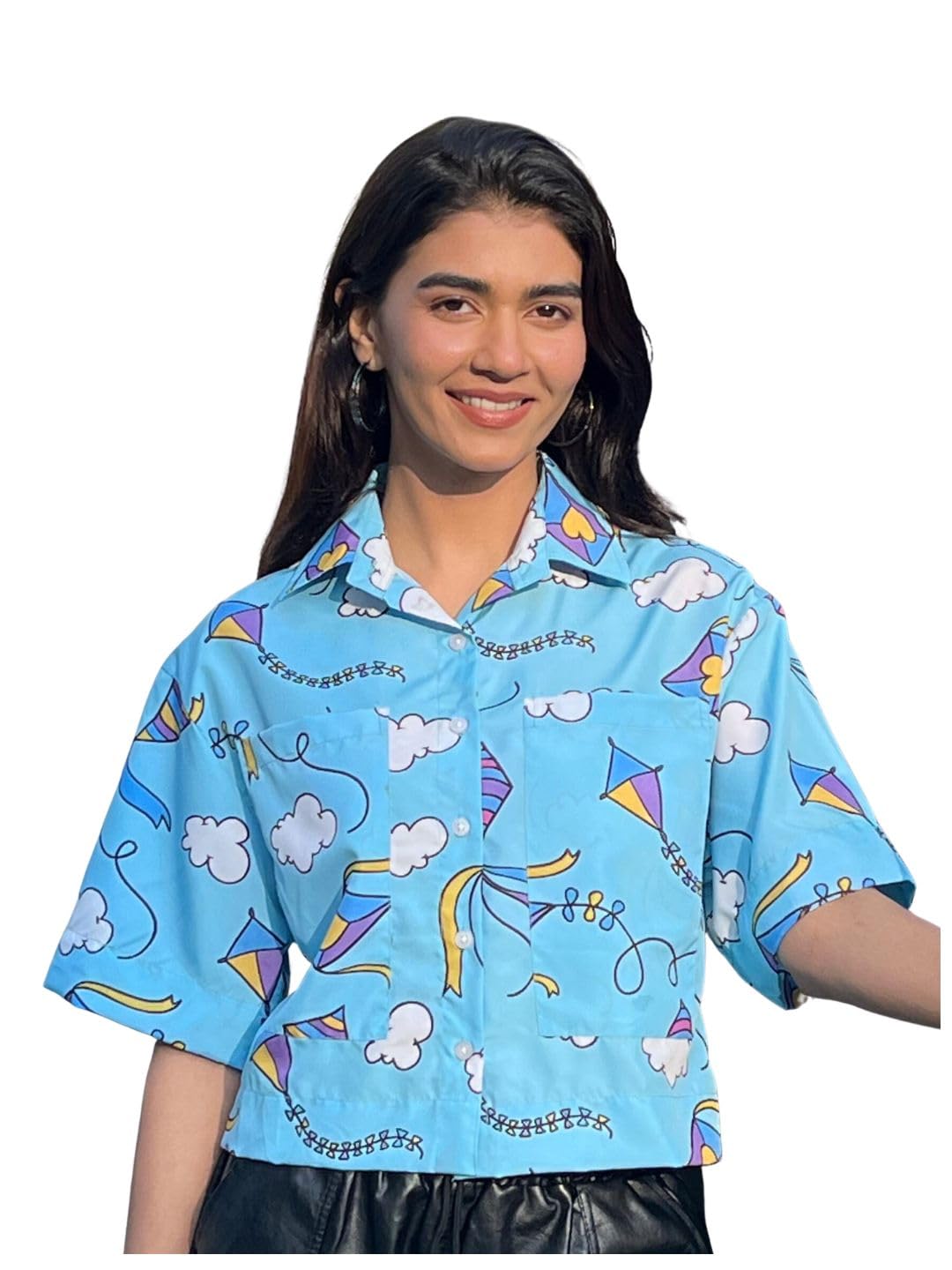 Women's Printed Light Blue Shirt- Crepe Western Style Sleeveless for Office, Casual, Festive & Party (11773)-image-38
