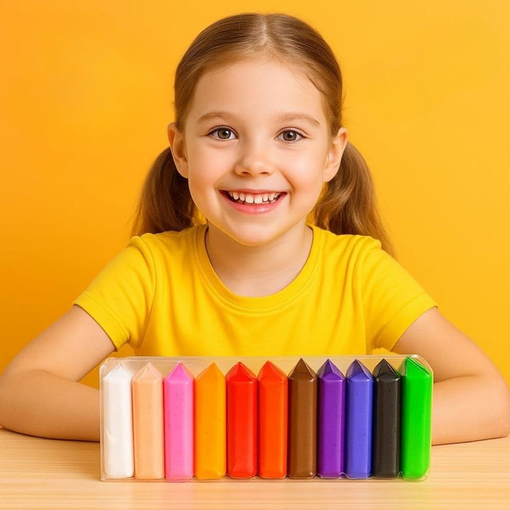 12 Pieces Colorful Modelling Clay for Kids – Soft & Non-Toxic DIY Clay Set for Arts & Crafts, Educational Toy for Boys & Girls, Fun Activity & Birthday Return Gift (Multicolor)-image-31