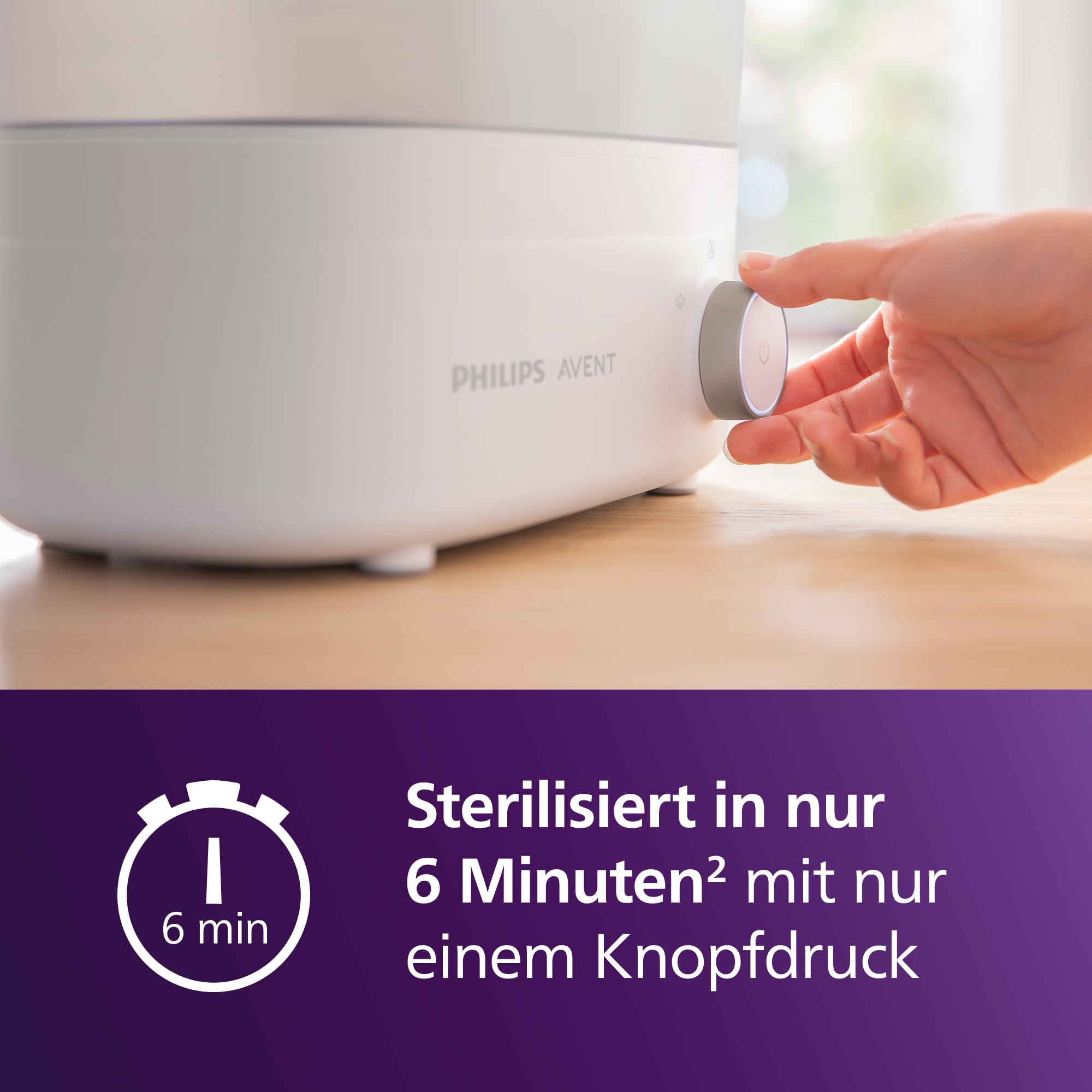 Besuche den Philips- Philips AVENT Babyfläschchen-Sterilisator und -Trockner Premium, entfernt 99,9% der Bakterien, chemikalienfrei, Kapazität für 6 Fläschchen/Sauger/Zubehörteile, Modell SCF293/00 in use