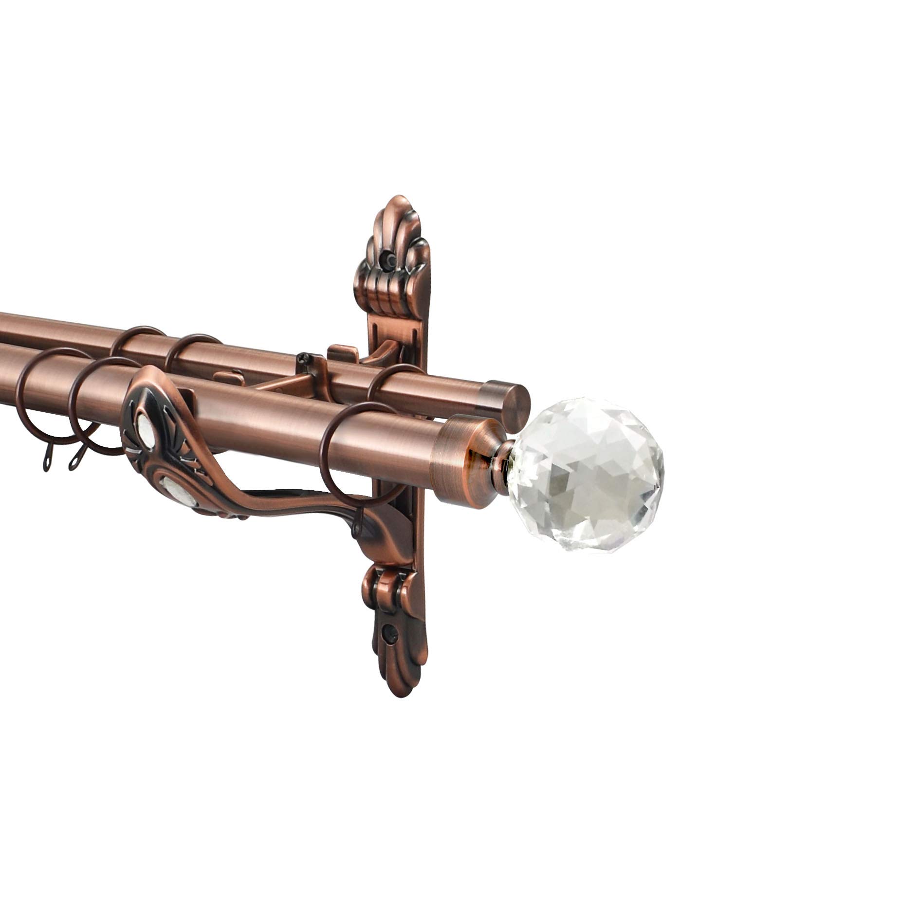 YHO Eyelet Metal Barocco Double Curtain Pole Rod Diameter 28mm 19mm Antique Copper (2.2m, Milano Finial)