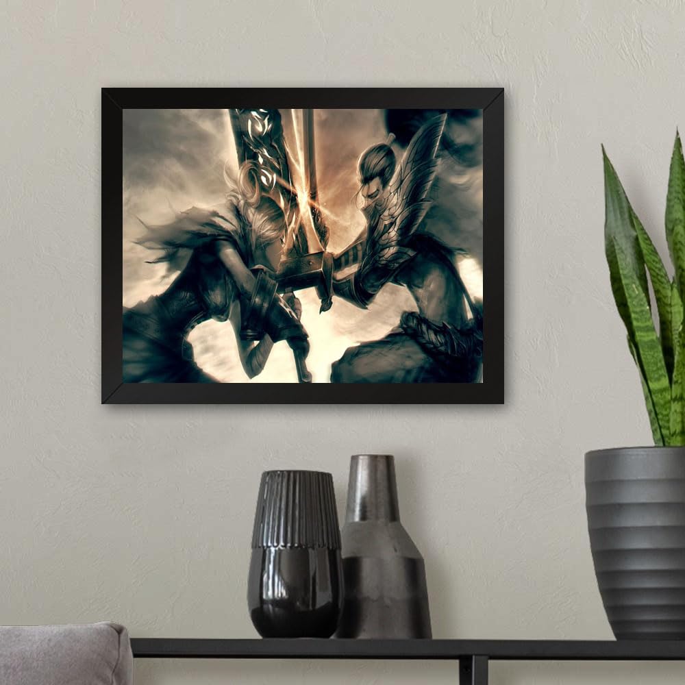 GADGETS WRAP Printed Photo Frame Matte Painting for Home Office Studio Living Room Decoration (11x9inch Black Framed) - Two Legends