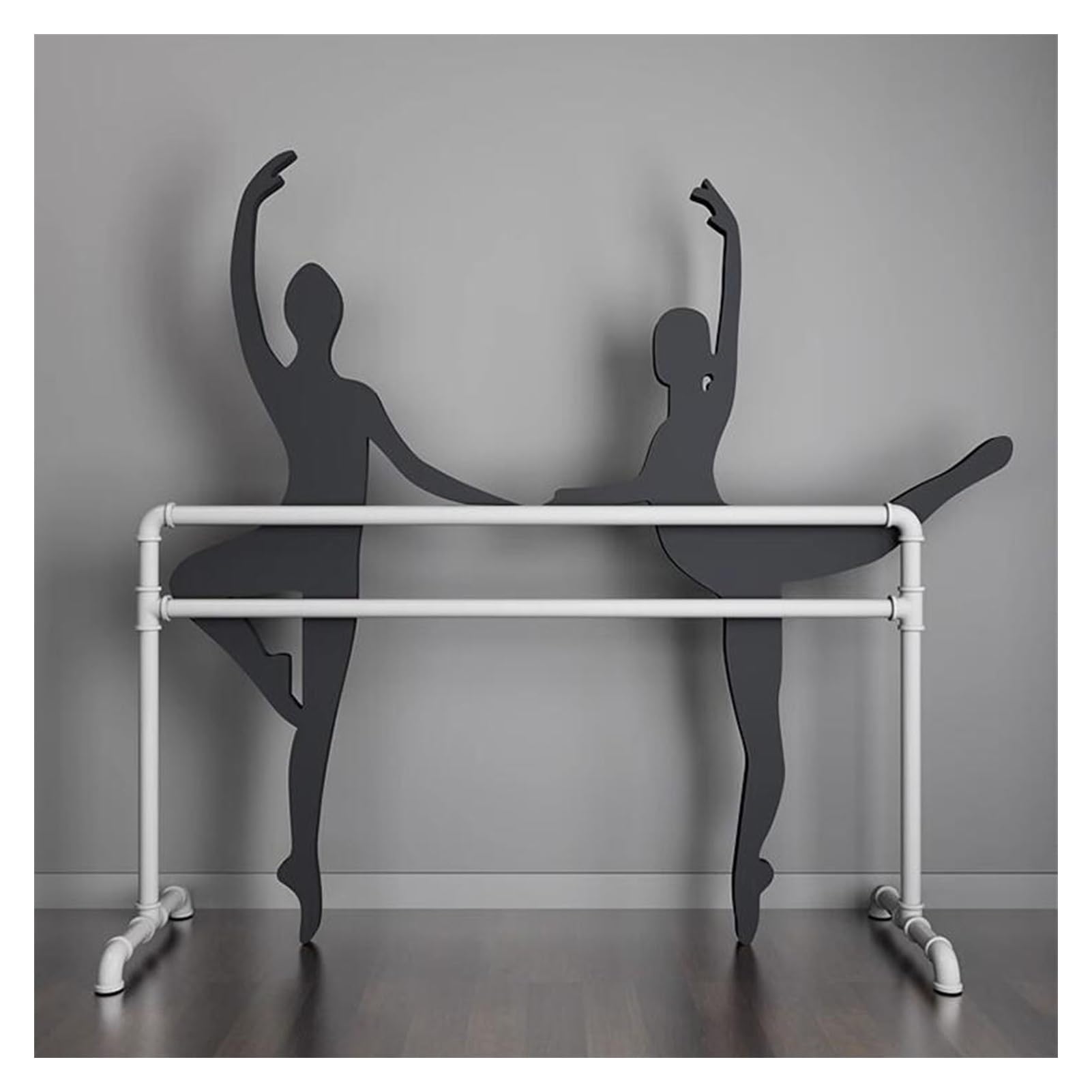 Barre de danse double pour étirements fitness et séances de ballet à la maison
