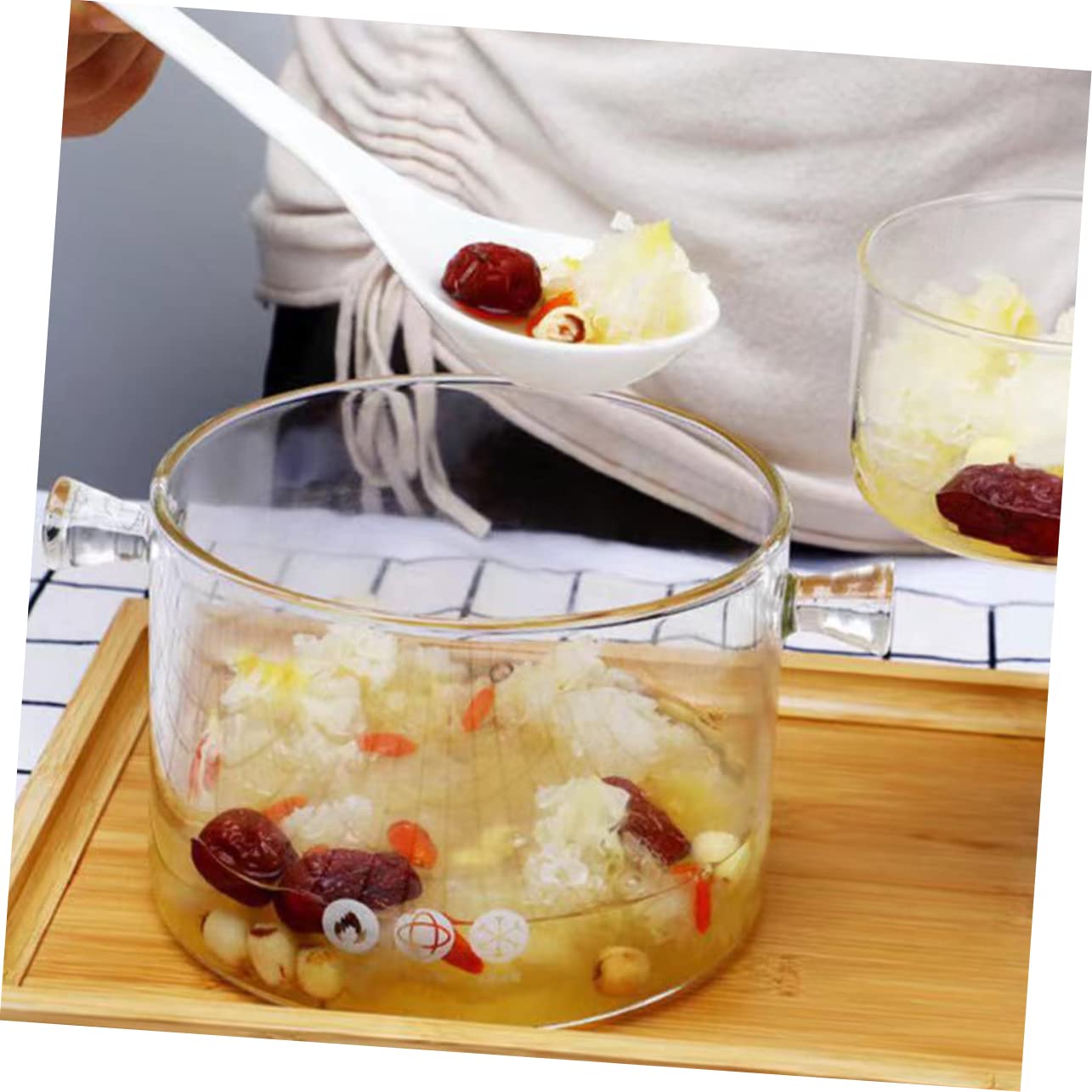 Kochtopf, 3Er-Set Glas-Instantnudelschüssel, Instant-Ramen-Schüssel, Glastopf, Küchenkochtopf, Ramen-Schüssel, Klarglas-Glastopf Mit Deckel, Küchenutensilien