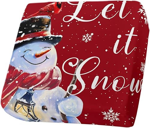 Wowouhiya Fundas de cojín para sofá de Navidad, funda elástica para sofá con parte inferior elástica, fundas de sofá con diseño de nieve y copos de