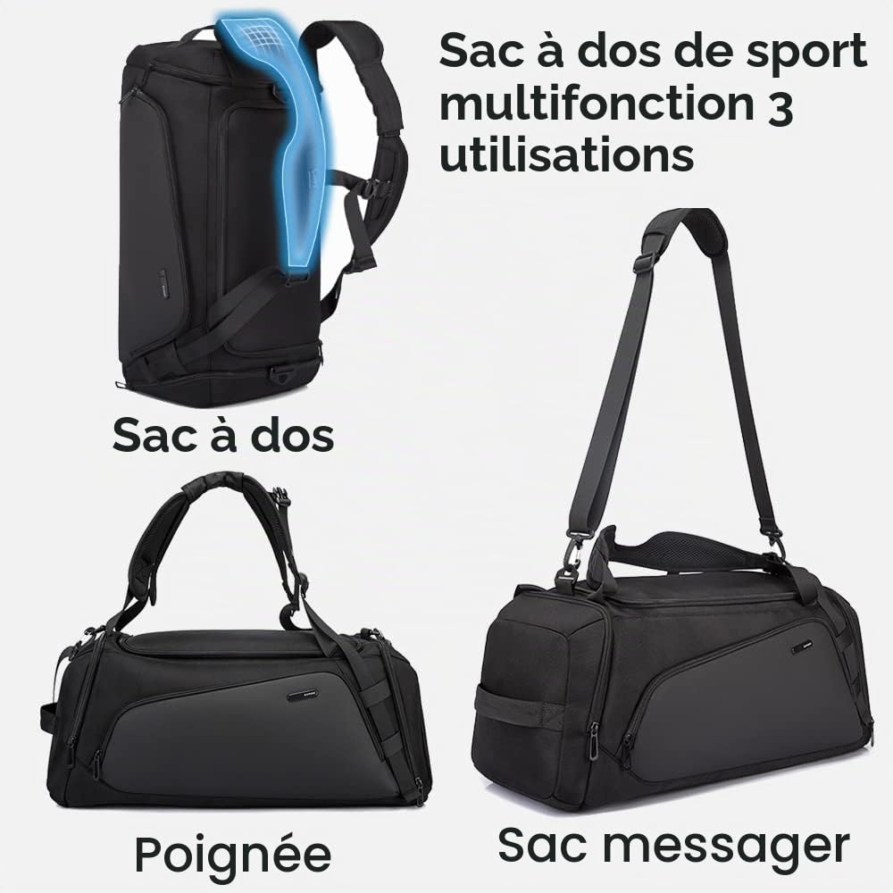 BANGE Sac de Sport pour Homme, Sac à Dos de Sport avec Poche de départ sèche et Humide avec Compartiment à Chaussures, Sac de Sport pour Voyage à Courte Distance pour Homme Femme…