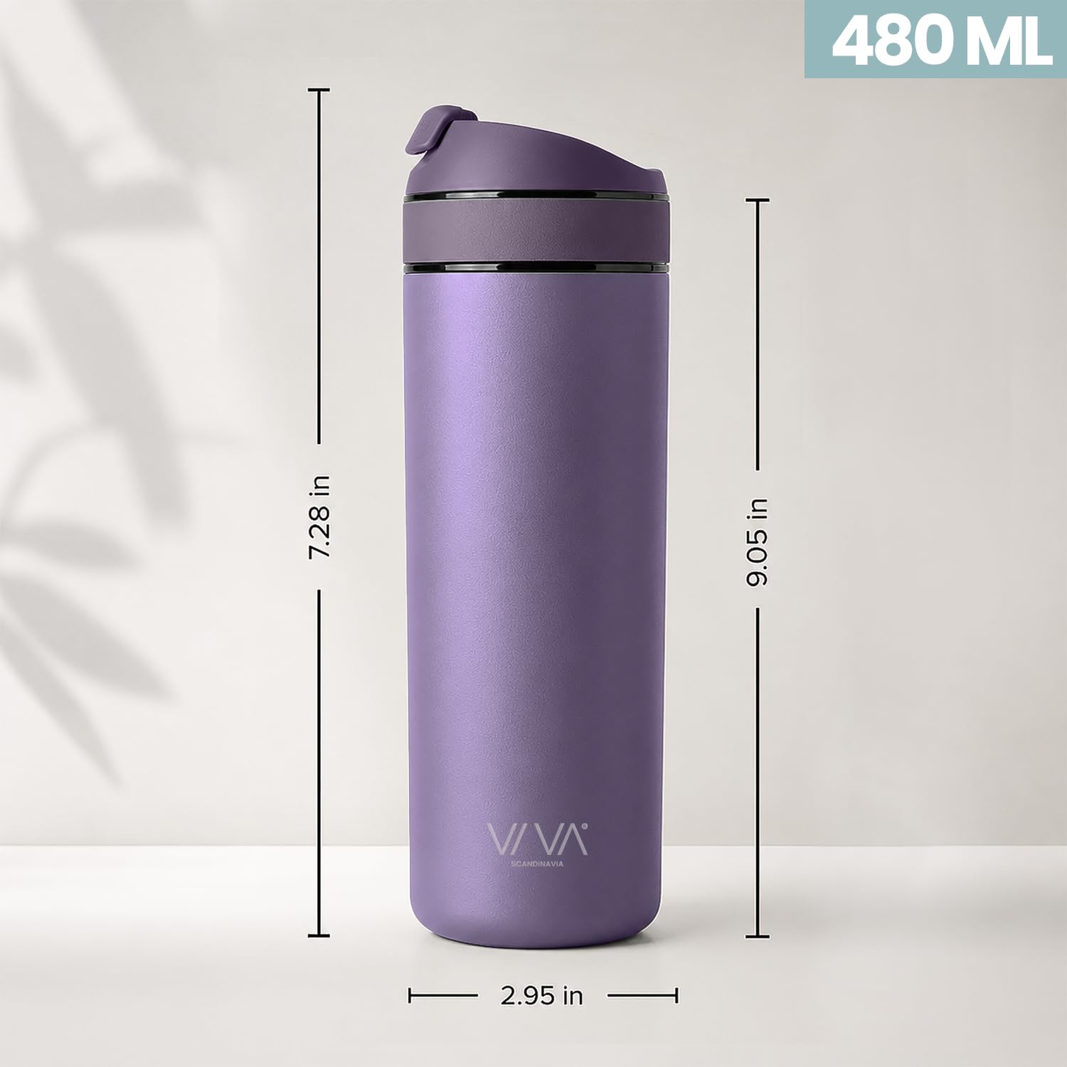 VIVA Recharge Thermobecher to go, Edelstahl, Tee-Sieb, 0,46 l, Violett | Doppelwandig isolierter Edelstahl-Thermobecher, auslaufsicher, mit Sieb. Lange heiss oder kalt.