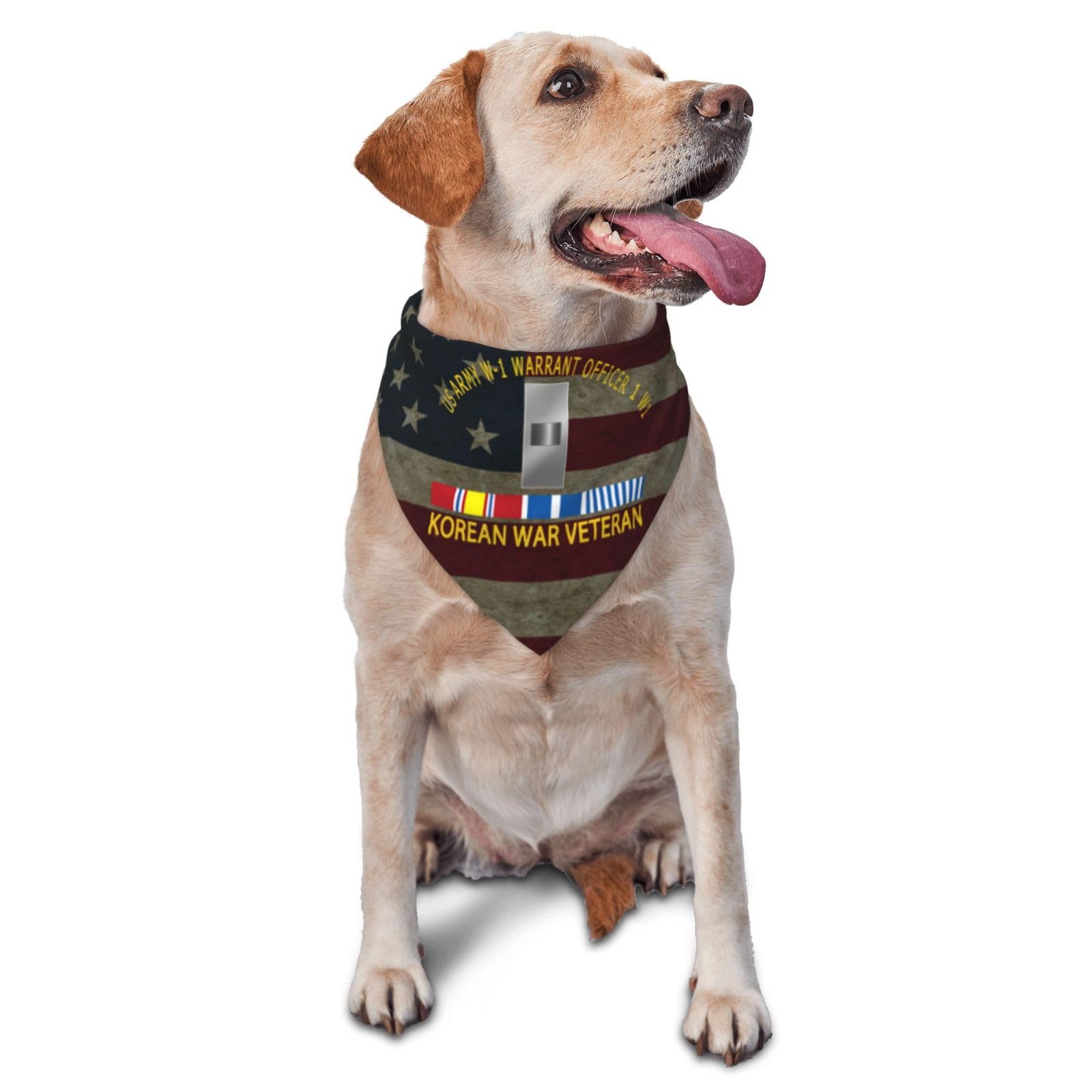 US Army W-1 Warrant Officer 1 W1 Korean War Veteran Dog Scarf Pet Bandana Cat Pet Bibs