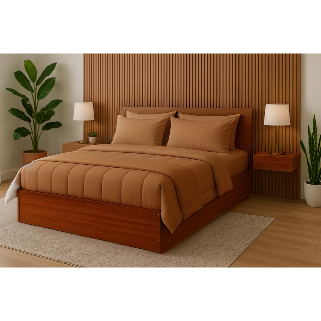 MATTERHORN Engineered Wood Bed in Teak Brown – King Size (L2079 x W1875 x H300 mm) | Platform Bed | Modern Wooden Bed for Bedroom, Durable & Stylish Design (Teak Brown)-image-10