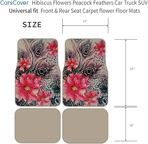 Miniatura 6 de Alfombras universales para asiento delantero y trasero, con plumas de pavo real, 4 unidades, color beige